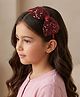 Ribbon candy Bow Applique Detailed Sequins Embellished Hair Band - Maroon