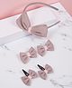 Ribbon candy Glitter Bow Applique Detailed Hair Accessories Combo Set - Light Pink