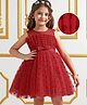 Mark & Mia Woven Sleeveless Mesh Party Dress With Polka Dot Print & Bow Applique - Red