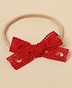 Twisty Locks Embroidered Bow Applique Detailed Headband -Red