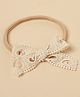 Twisty Locks Bow Applique Detailed Headband - Beige