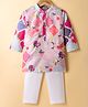 Dapper Dudes Full Sleeves Floral Printed Kurta Pyjama Set - Multi Colour