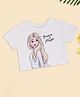 Pantaloons Junior Cotton Knit Disney Frozen Featuring Half Sleeves Elsa Printed Cropped Tee - White
