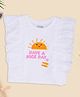 Pantaloons Junior Cotton Knit Frill Sleeves Typography Printed Tee - White
