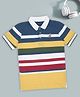 Pantaloons Junior Cotton Half Sleeves Striped Polo Tee - Multi Colour