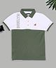 Pantaloons Junior Cotton Knit Half Sleeves Colour Blocked Brklyn Text Printed Polo Tee - Olive Green