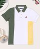 Pantaloons Junior Cotton Knit Half Sleeves Colour Blocked London Text Printed Polo Tee - White