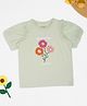 Pantaloons Junior Cotton Knit Half Sleeves Floral Embroidered Tee - Light Green
