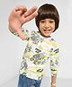 Pantaloons Junior Cotton Knit Full Sleeves Monster Truck Printed Tee - White