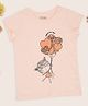 Pantaloons Junior Cotton Half Sleeves Heart Sequins Detailed Tee - Peach