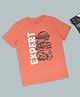 Pantaloons Junior Cotton Knit Half Sleeves Expert Text Printed Tee - Coral