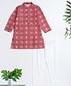 The Magic Wand Woven Full Sleeves Patola Printed Kurta & Pyjama Set - Red