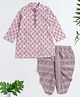 The Magic Wand Cotton Woven Full Sleeves Floral Motif Printed Kurta & Dhoti Set - Pink