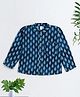 The Magic Wand Cotton Woven Full Sleeves Motifs Printed Kurta - Navy Blue