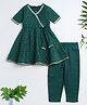 The Magic Wand Woven Three Fourth Sleeves Foil Printed Kurti & Pants Set - Green
