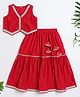 The Magic Wand Woven Sleeveless Floral Embroidered & Gota Lace Embellished Lehenga Choli Set - Red