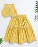 The Magic Wand Woven Sleeveless Floral Embroidered & Gota Lace Embellished Lehenga Choli Set - Mustard