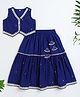 The Magic Wand Woven Sleeveless Floral Embroidered & Gota Lace Embellished Lehenga Choli Set - Blue