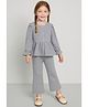 Aww Hunnie Terry Woven Full Peasent Sleeves Solid Top & Pant Set - Grey