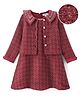 Mark & Mia Woven Checks Party Dress & Full Sleeves Jacket - Maroon
