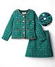 Mark & Mia Woven Full Sleeves Checks Party Top & Skirt Co-ord Set With Sequin Detailing - Mint Green