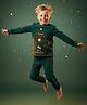 Cherry Crumble By Nitt Hyman Knit Christmas Theme Full Sleeves Christmas Tree Embroidered Winter Night Suit Set - Bottel Green
