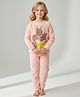 Cherry Crumble By Nitt Hyman Knit Full Sleeves Bunny Embroidered Winter Night Suit Set - Peach