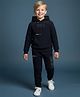 Cherry Crumble By Nitt Hyman Knit Full Sleeves Typography Printed WInter Unisex Hooded Sweatshirt & Joggers Set - Navy Blue
