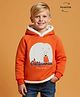 Cherry Crumble By Nitt Hyman Knit Full Sleeves Polar Bear Embroidered Reversible Unisex Winter Hoodie - Orange