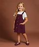 Cherry Crumble By Nitt Hyman  Cotton Woven Solid Pinafore Dress -Wine