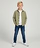 Cherry Crumble By Nitt Hyman Cotton Woven Full Sleeves Ribbed Light Winter Shirt - Olive Green