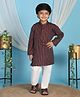 P-MARK Cotton Woven Full Sleeves Abstract Embroidered Kurta Pyjama Set - Maroon