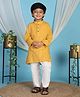 P-MARK Cotton Woven Full Sleeves Abstract Embroidered Kurta Pyjama Set - Orange