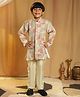 P-MARK Silk Knit Full Sleeves Abstract Embroidered Sherwani & Pant Set - Green