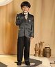 P-MARK Cotton Knit Full Sleeves Rhinestones Embellished 4 Piece Party Suit With Tie Set - Black