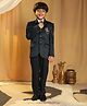 P-MARK Cotton Knit Full Sleeves Rhinestones Embellished 4 Piece Party Suit With Tie Set - Dark Green