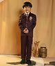 P-MARK Cotton Silk Knit Full Sleeves Sequins Embellished Threadwork Detailed 4 Piece Party Suit Set With Tie - Maroon