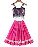 Twisha Denim Woven Sleeveless Butterfly Embroidered  Beads Embellished Lehenga Choli Set - Blue & Pink
