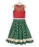 Twisha Woven Sleeveless Floral Embroidered Lehenga Choli Set - Red & Green