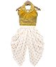 Twisha Woven Sleeveless Floral Embroidered Sequins Embellished Halter Neck Top & Dhoti Set - Yellow & White