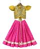 Twisha Woven Cap Sleeves Mirror Work Detailed Lehenga Choli Set - Yellow & Pink