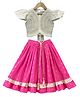 Twisha Woven Cap Sleeves Mirror Work & Stones  Embellished Lehenga Choli Set - White & Pink