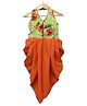 Twisha Woven Sleeveless Floral Printed Halter Neck Jumpsuit -  Lime Green & Orange
