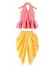 Twisha Woven Cotton Woven Sleeveless Chevron Printed Top Dhoti Set - Coral & Yellow