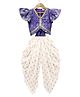 Twisha Woven Half Frill Sleeves Ethnic Motif Foil Printed & Lace Embellished Top & Dhoti Set - Purple & White