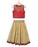 Twisha Woven Sleeveless Floral Embroidered Choli Lehenga Set - Red & Biege