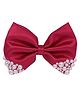 Aye Candy Pearl Embellished Bow Applique Detailed Alligator Hair Clip - Red