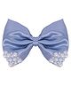 Aye Candy Pearls Embellished Bow Applique Detailed Alligator Clip - Blue