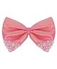 Aye Candy Bow Applique Detailed & Pearls Embellished Alligator Hair Clip - Pink