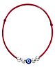 Darshraj Jewels 925 Sterling Silver Handmade Thread Anklet with Evil Eye Charm & 4 Silver Ball - Red